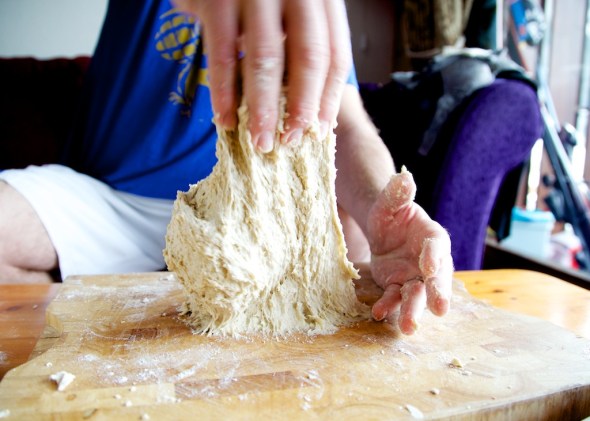 The end sticky constancy of the initial dough.