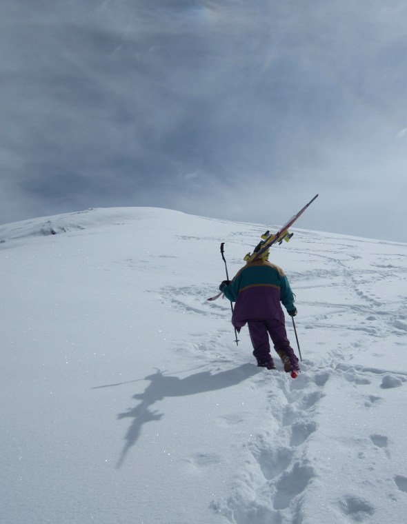 Our 70 year old friend putting in the last bit of boot pack (he lasted for a couple of minutes and then let us take over again)