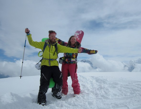 Cheesy couple photo at top of the Pointe de Chesery (courtesy of our skier friend)