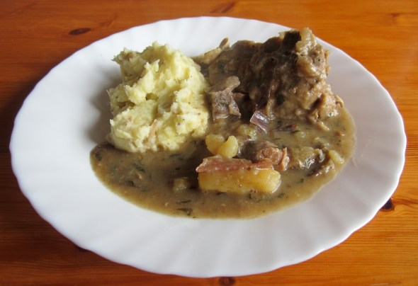 Slow cooked lamb neck - leftovers the following day served with a side of mashed potato to soak up the delicious juices