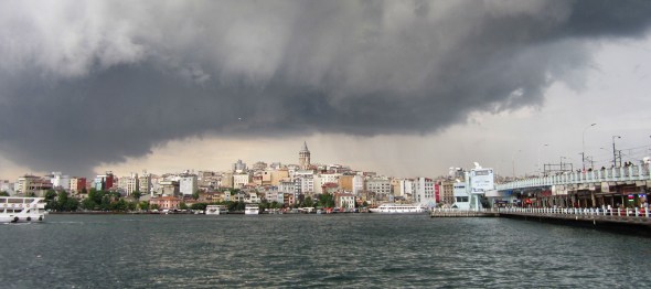 Storm brewing over the New District across the Golden Horn.